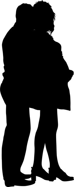 剪影快乐的孕妇和她的丈夫图片下载