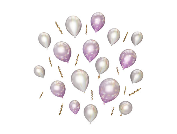 许多美丽的浅粉色气球在白色，3d渲染孤立飞行图片下载