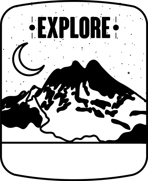 探索徽章与雪山和图片下载