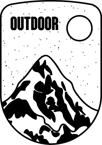 图标盾牌与雪山和太阳图片下载