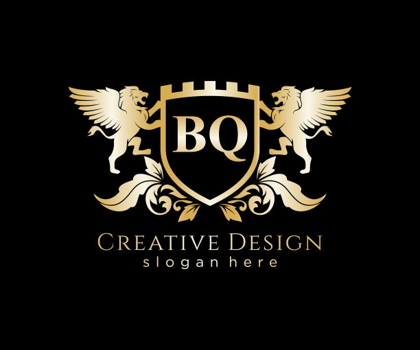 Bq字母首字母与狮子皇家标志模板图片下载