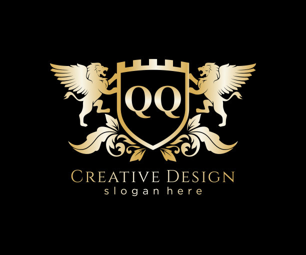 Qq字母首字母用狮子皇家标志模板图片下载