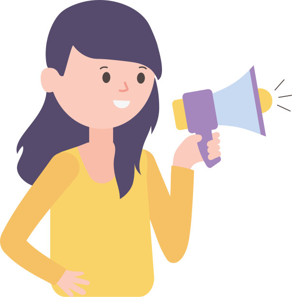 一个年轻女子在用隔离的扩音器说话图片下载