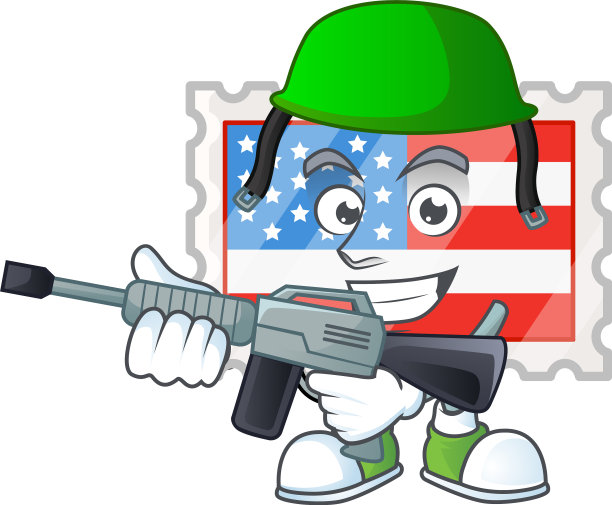 穿着军装的独立日邮票图片下载