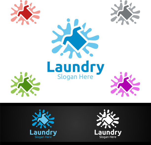 溅洗衣店的标志与衣服图片下载