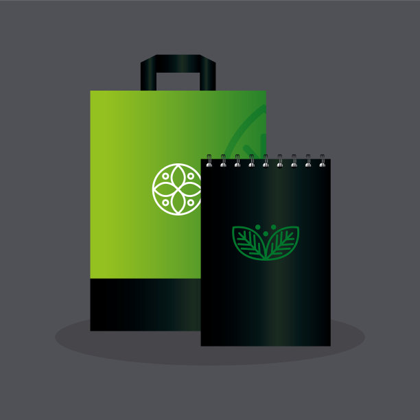 模型笔记本和袋纸颜色绿色图片下载