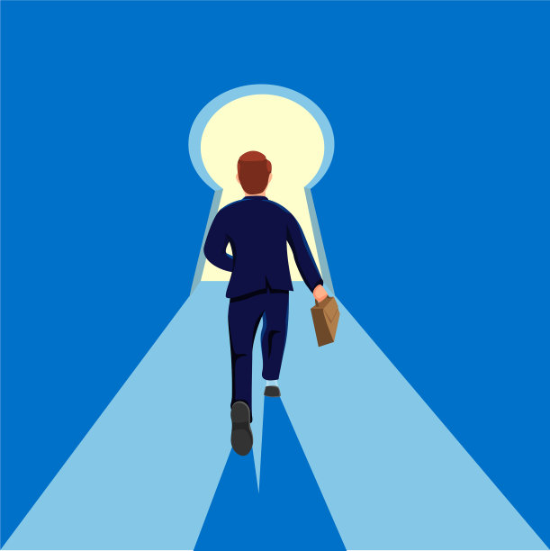 商人向钥匙孔跑去图片下载