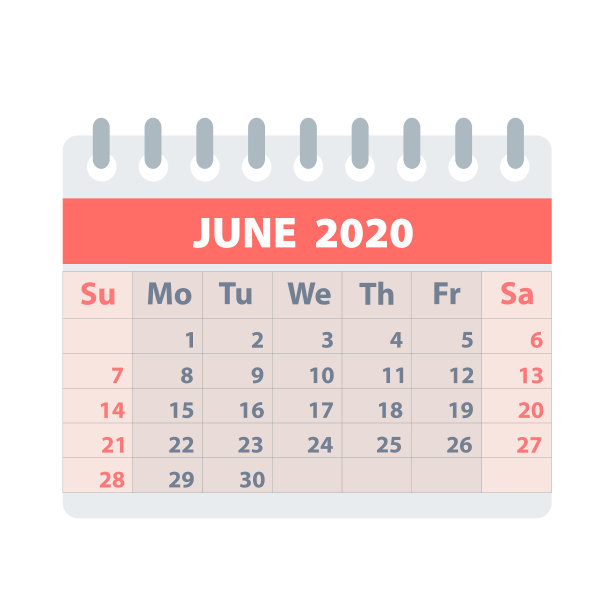 日历为2020年6月在平面风格的设计图片下载