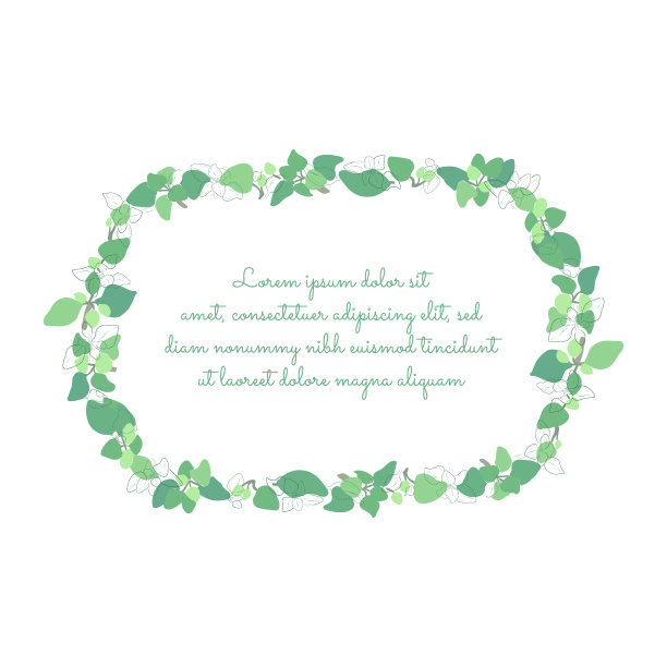 复古框架与彩色牛至细枝图片下载