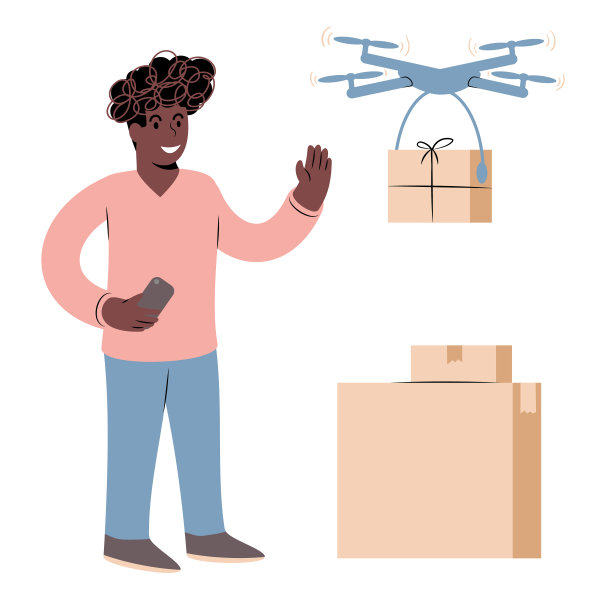 接收无人机递送的包裹图片下载