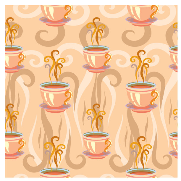 时尚图案的杯子与咖啡色，矢量插图，图片下载