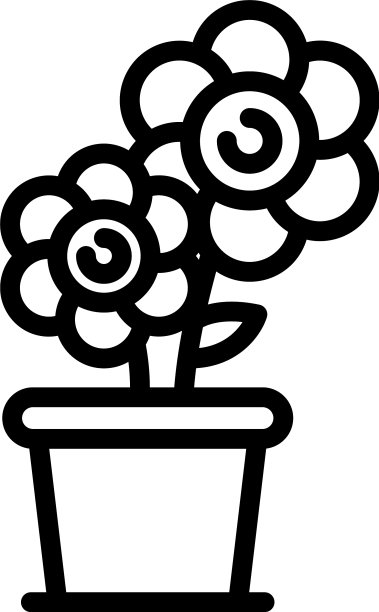 花盆花图标轮廓风格图片下载