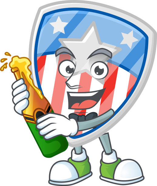 美国盾徽，明星，喝瓶装啤酒图片下载