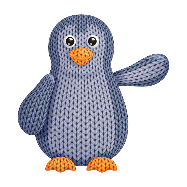 针织企鹅玩具插画图片下载