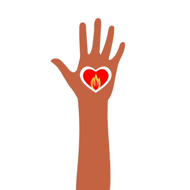 手拿燃烧的蜡烛。手心里燃烧的心图片下载