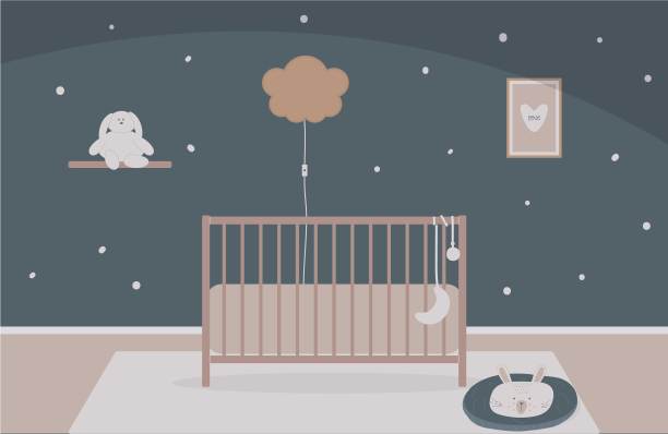 儿童卧室、托儿所或婴儿房的室内装饰图片下载