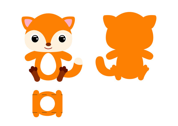 DIY可爱的狐狸巧克力蛋holder模板。复活节彩蛋的零售纸盒。可打印颜色方案。激光切割矢量模板。孤立包装设计插图。图片下载