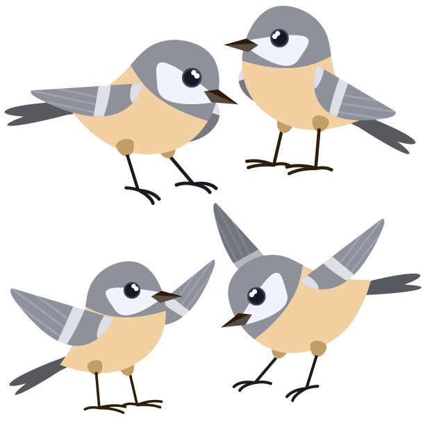 的鸟。野生动物。长翅膀的鸣禽。卡通平面插图图片下载