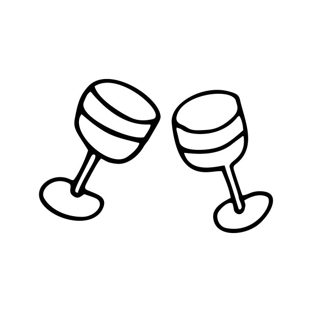 在新年、圣诞节或情人节，情侣们手画香槟，求婚。用于贺卡和季节性设计。矢量图孤立在白色背景上。图片下载