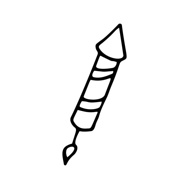 单手绘制烟花庆祝贺卡，海报，贴纸和季节设计。孤立在白色背景上。涂鸦矢量插图。图片下载