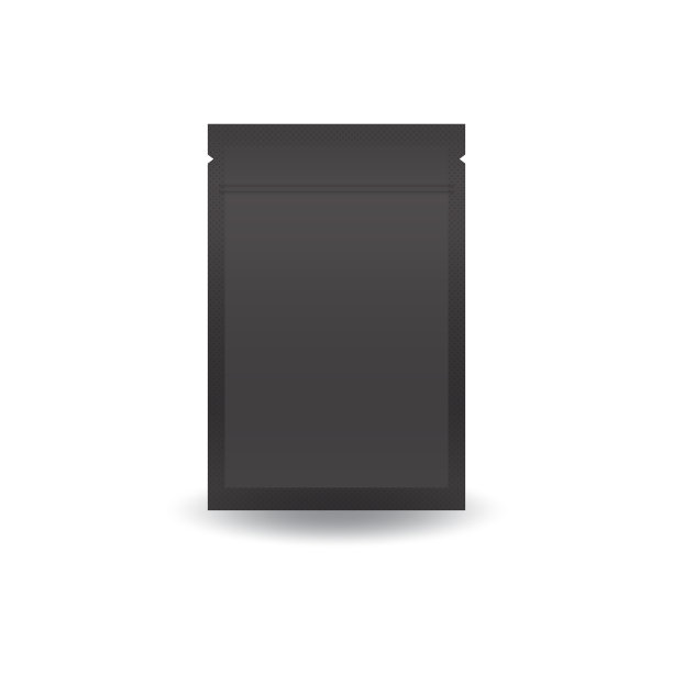 空白黑色双面平箔自封袋，适用于食品或健康产品。图片下载