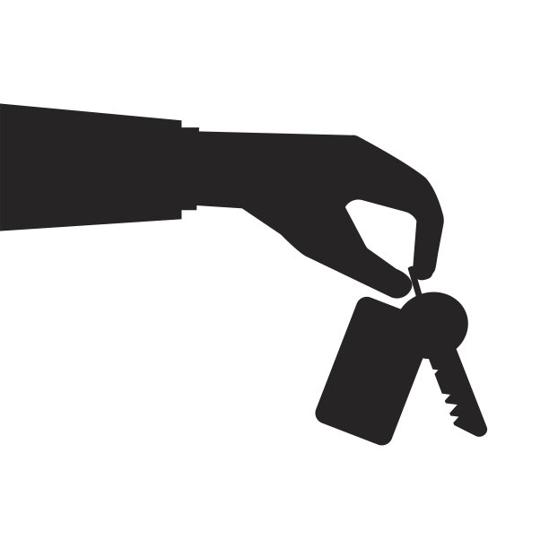 用钥匙剪影手。控股、租赁、购买。手给钥匙。轮廓矢量插图。股票的形象。每股收益10。图片下载