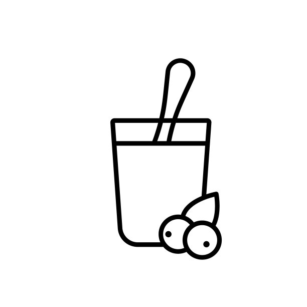 罐子酸奶与粘勺和浆果线性图片下载