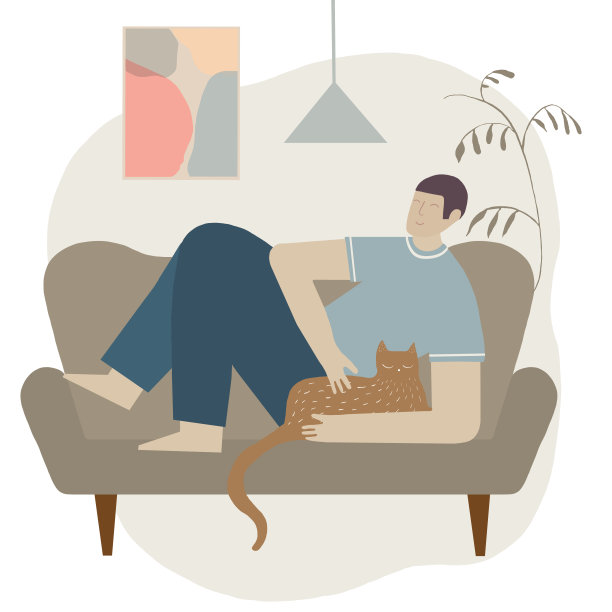 那个男人正躺在沙发上。图片下载