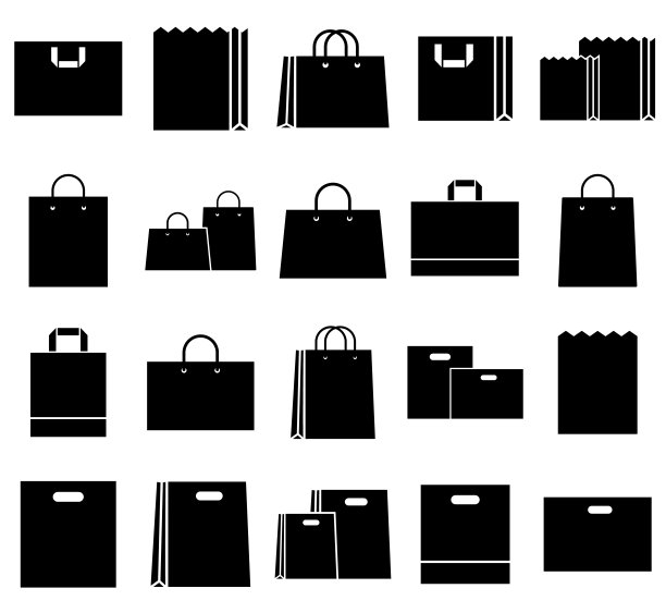 购物袋，集图标包，标志隔离在白色背景图片下载