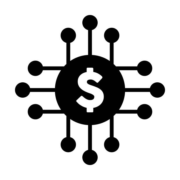 数字美元图标矢量货币符号，用于资产和钱包的数字交易，采用扁平颜色字形象形图图片下载