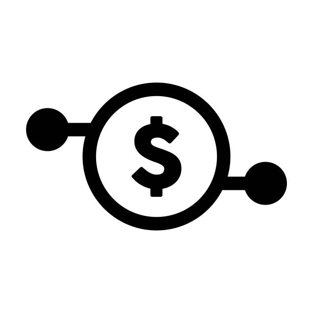 数字美元符号图标矢量货币，用于数字交易的资产和钱包的扁平颜色字形象形图图片下载