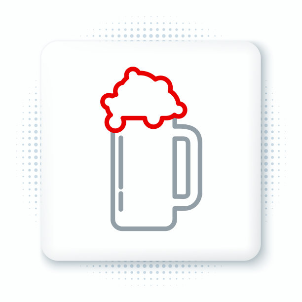 线玻璃啤酒图标孤立在白色图片下载