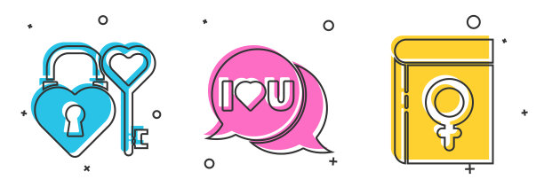 将城堡和钥匙设置在心形的语音泡泡中图片下载