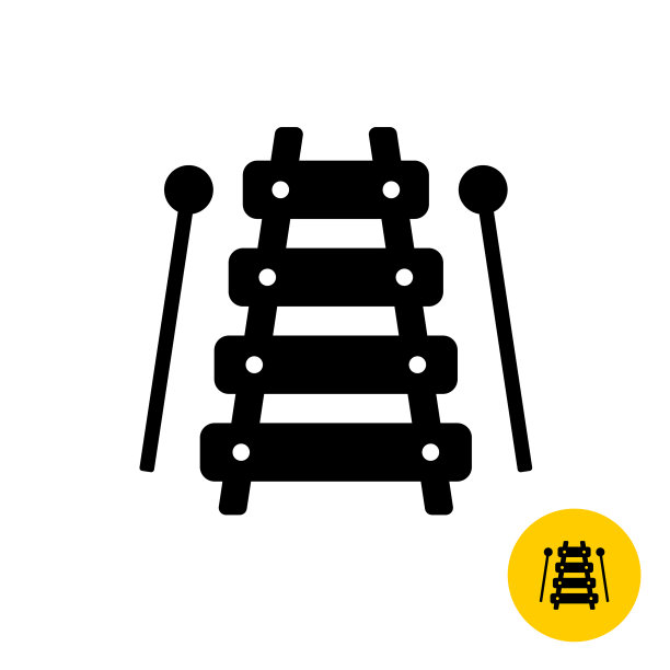 木琴玩具简单的剪影与棍棒图标图片下载