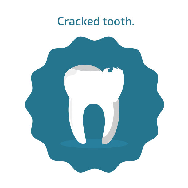 裂牙图标在平面风格孤立图片下载