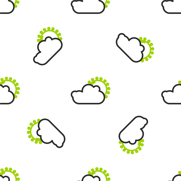 线太阳和云天气图标隔离无缝图片下载