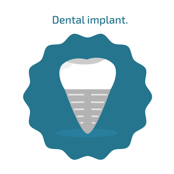 图标人类牙科种植在平面风格股票图片下载