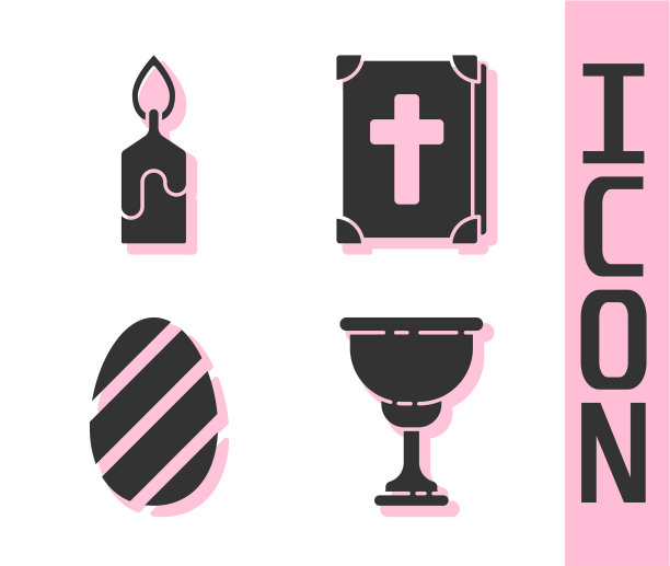 设置基督教圣杯燃烧蜡烛复活节蛋图片下载