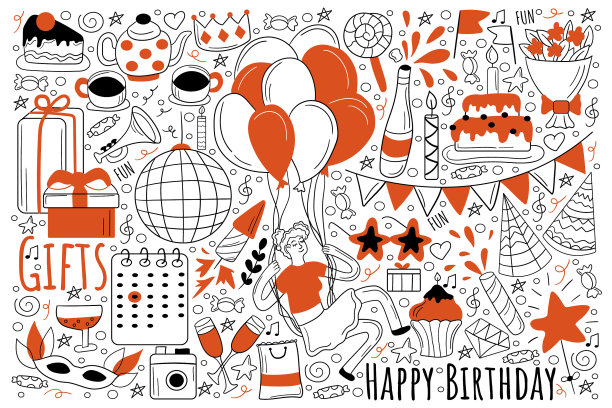 生日节日涂鸦套装图片下载