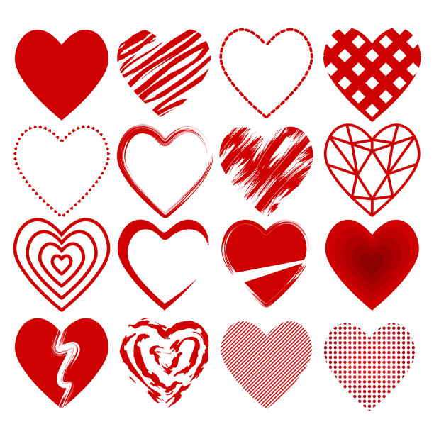 大套红心元素设计图片下载