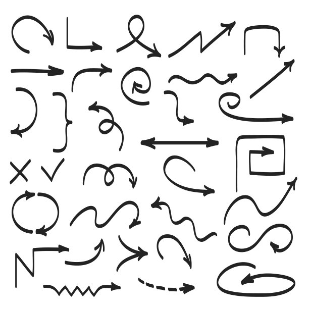 大set手绘箭头图标上的白色图片下载