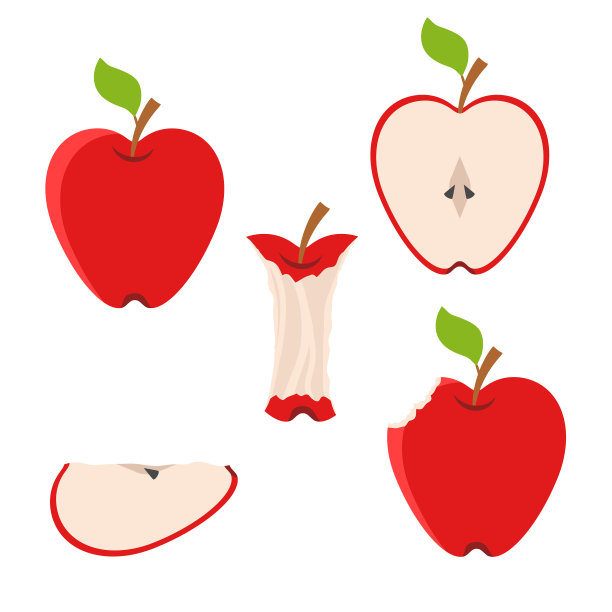 美味的红苹果，半片绿图片下载