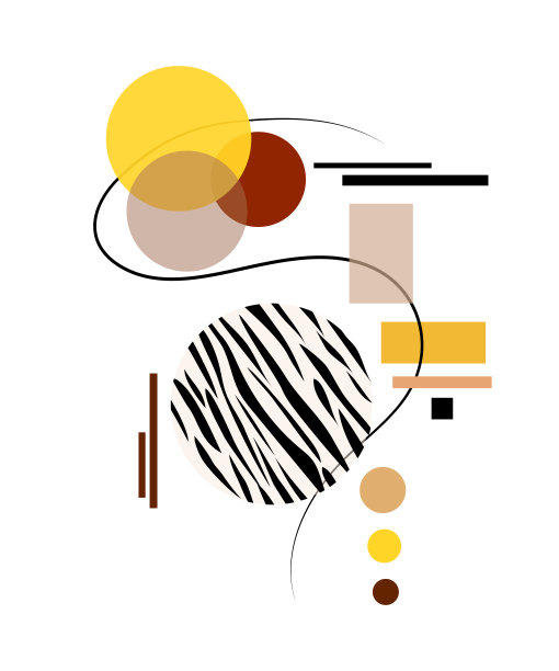 一个抽象的几何模板的模式点，圆形和矩形的色调燃烧橙色，微妙的黄色，米黄色孤立在白色背景。海报墙艺术横幅，用于印刷卡片，墙纸图片下载