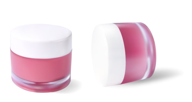 现实的罐子与粉红色的内容孤立在白色图片下载