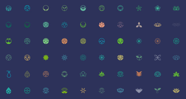 60个抽象花卉标志设计模板标志图片下载