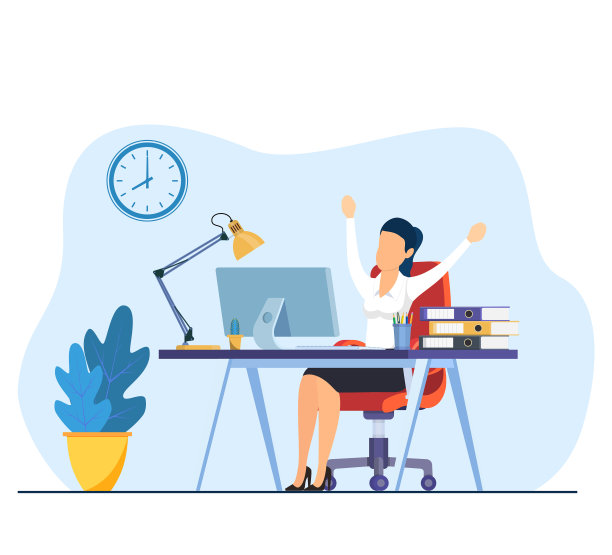 快乐的女商人举手图片下载