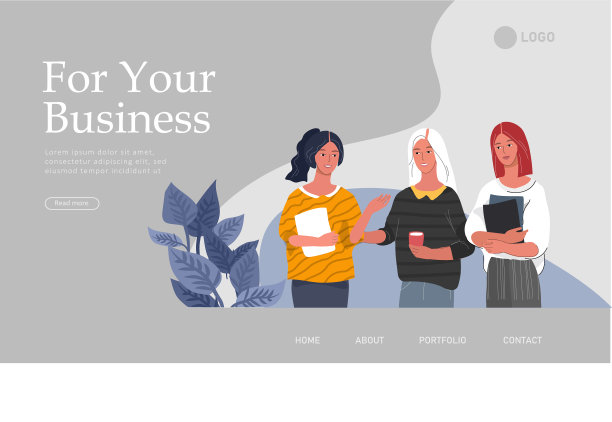 商务登陆页面模板与办公室工作人员图片下载