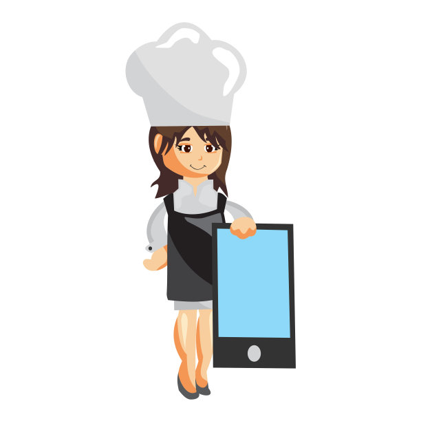 厨师女人角色创建插图模板与手机姿势图片下载