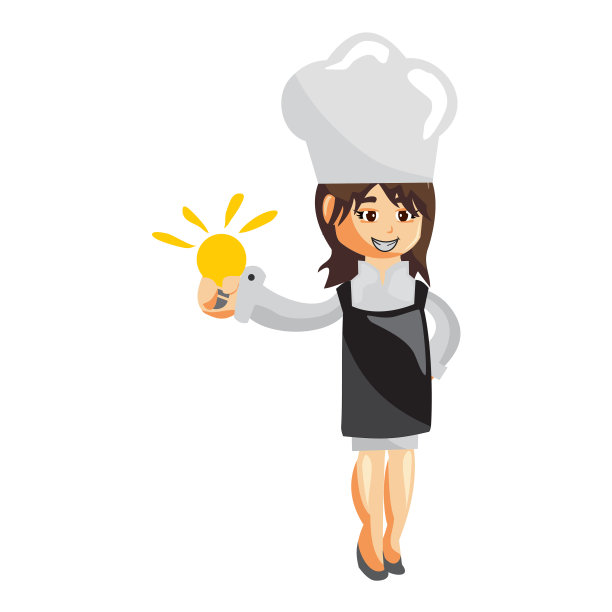 厨师女人角色创建插图模板姿势保持灯泡图片下载