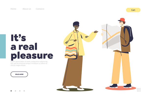 乐于帮助失落的游客概念登陆页与女人显示可能的方式在地图上图片下载